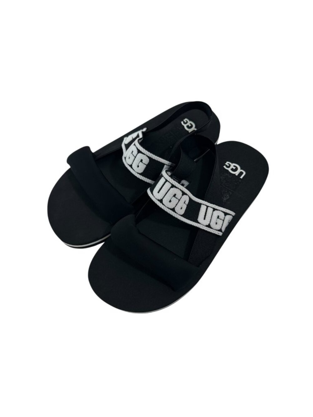 UGG Girls Zuma Sling Sport Sandals Black/White SZ 3 Lightweight Elastic Straps